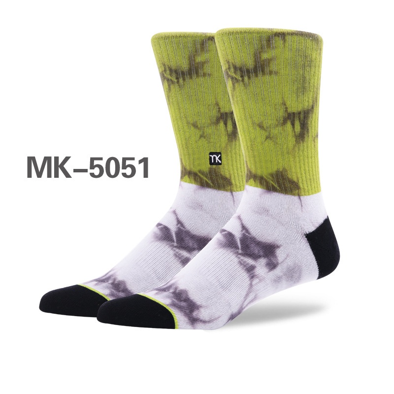 Cool Tie Dye Jacquard Socks Men Sports Warm Crew Socks